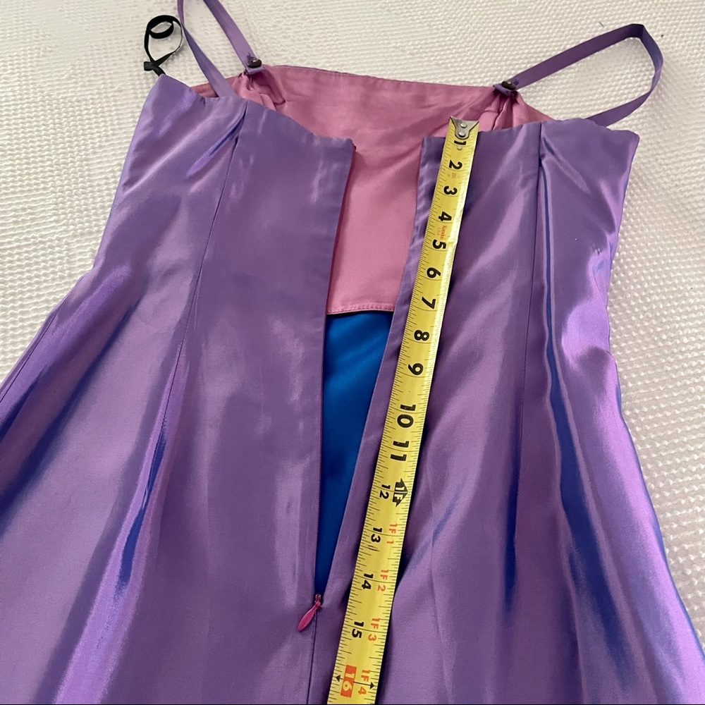 Gunne Sax Iridescent maxi dress slip party dress Lavender rhinestone Y2K - Picture 15 of 16